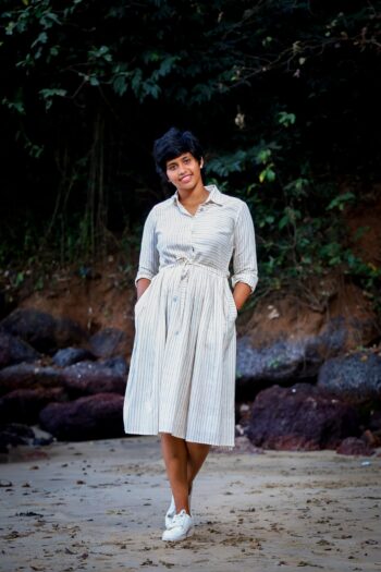 Striped Breeze Dress with pockets and waist belt