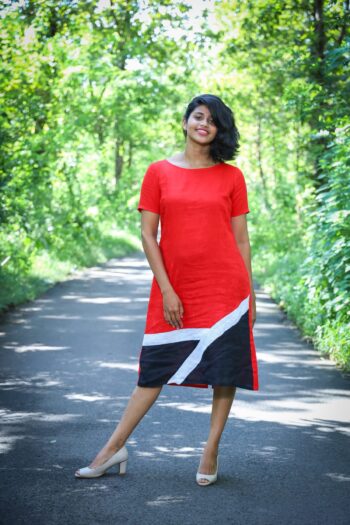 Sustainable Linen Geometric Design Dress