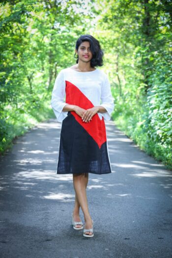 Sustainable Linen Geometric Design Dress