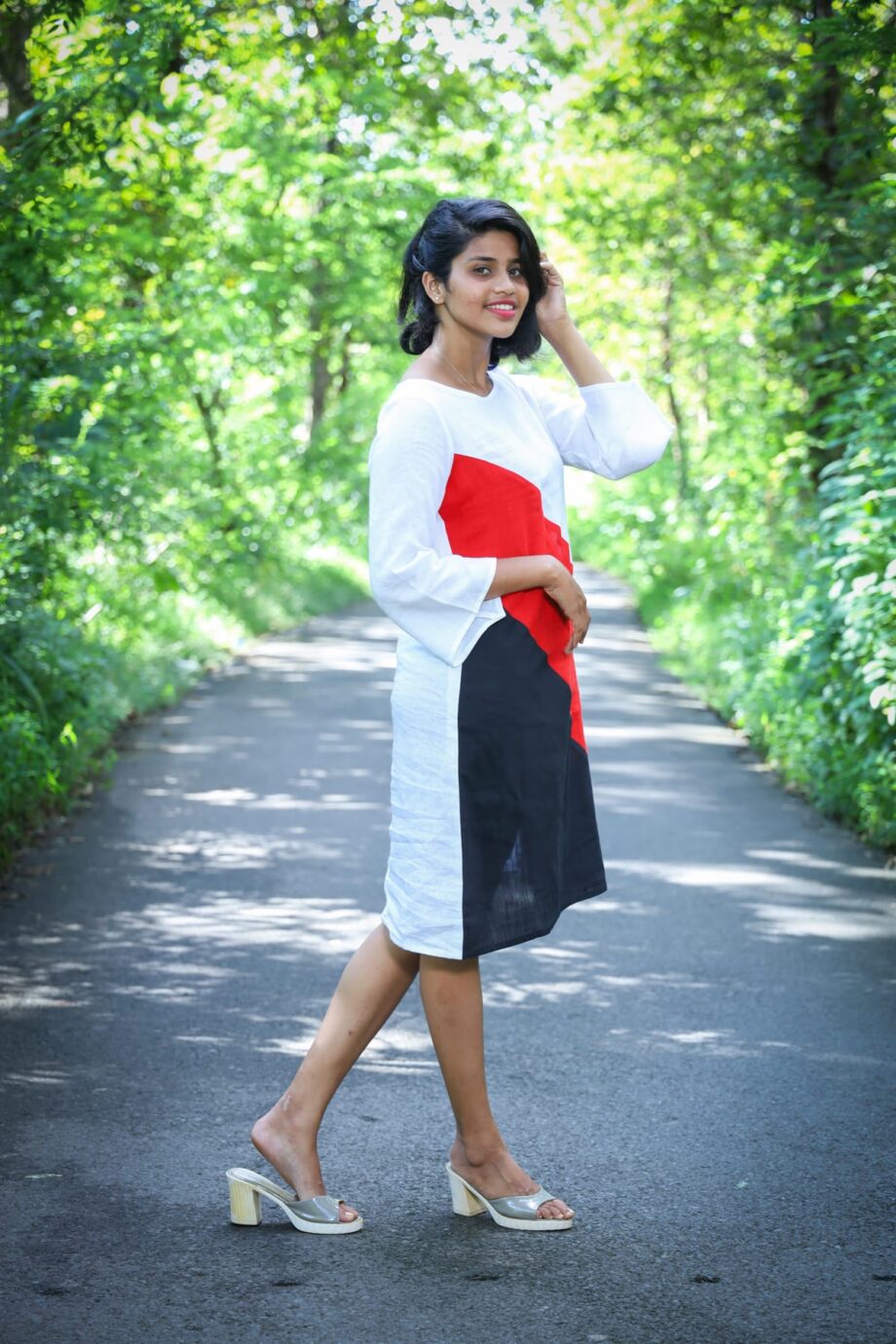 Sustainable Linen Geometric Design Dress