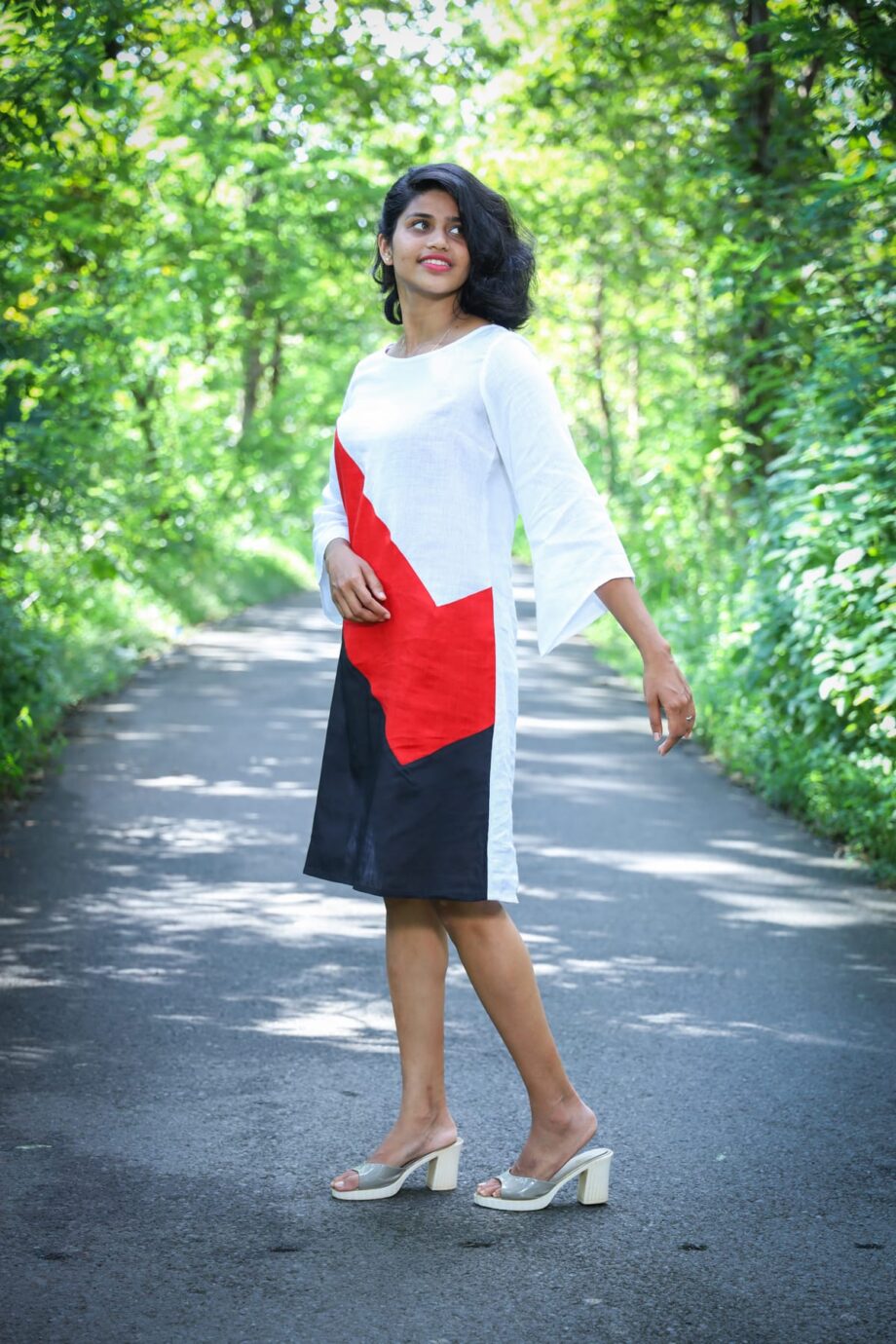 Sustainable Linen Geometric Design Dress